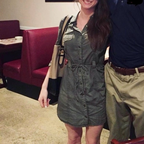 Guess Jeans Cargo Mini Dress in Olive Green - Picture 8 of 8